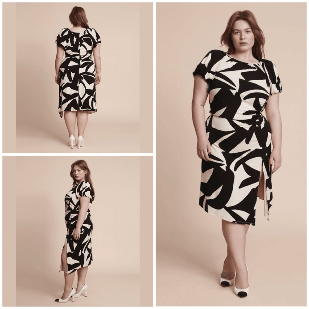 11 Honoré 11 Honore Aliyah Women's Knit Bodycon Abstract Side Slitt Dress Size 0